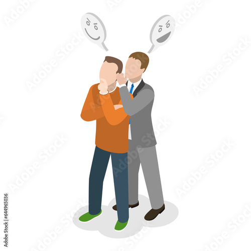 3D Isometric Flat Vector Set of Gossips, Rumors or Spreading Secrets. Item 1