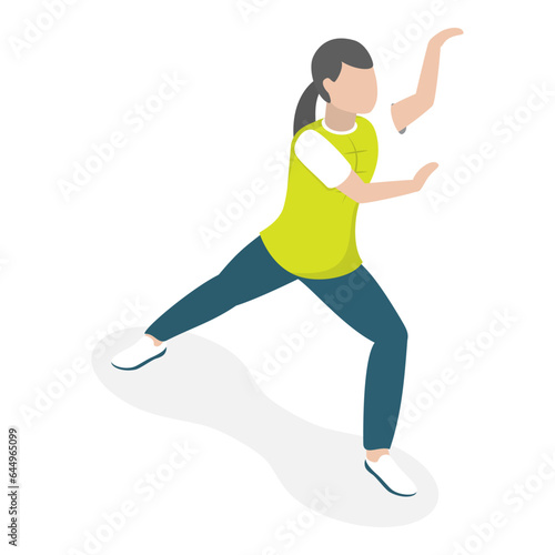3D Isometric Flat Vector Set of Tai Chi, Healthy Lifestyle. Item 3