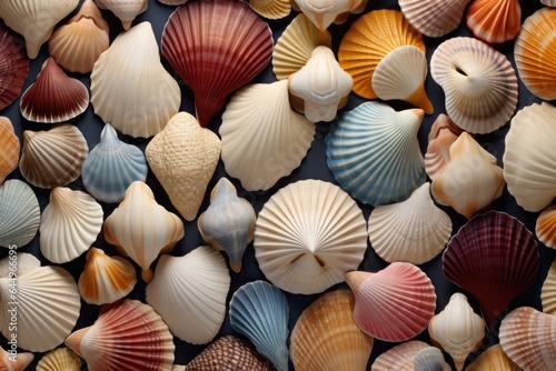 Beautiful colorful collection of seashells on the beach