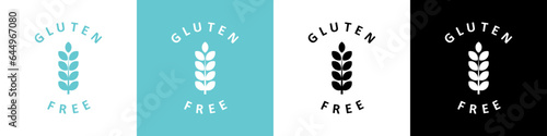 Gluten free sticker, label or emblem. Gluten free sign. No gluten sign for products. Vector