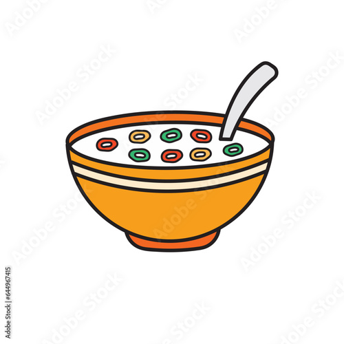 Kids drawing Cartoon Vector illustration cereal icon Isolated on White Background