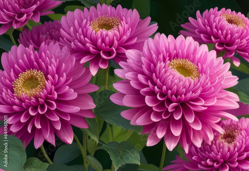 Large pink chrysanthemum flowers wallpaper. Generative AI