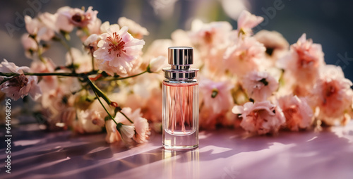 photo of a cylindrical perfume bottle on pink flower with hd wallpaper