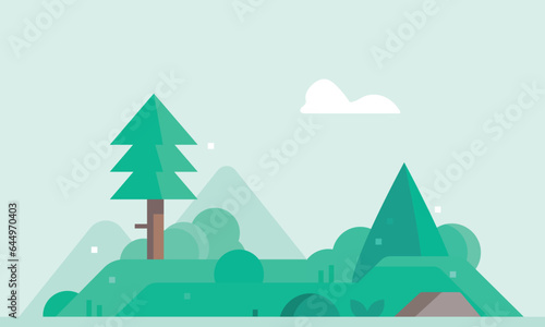 Trees & mountains landscape background © PattStudio