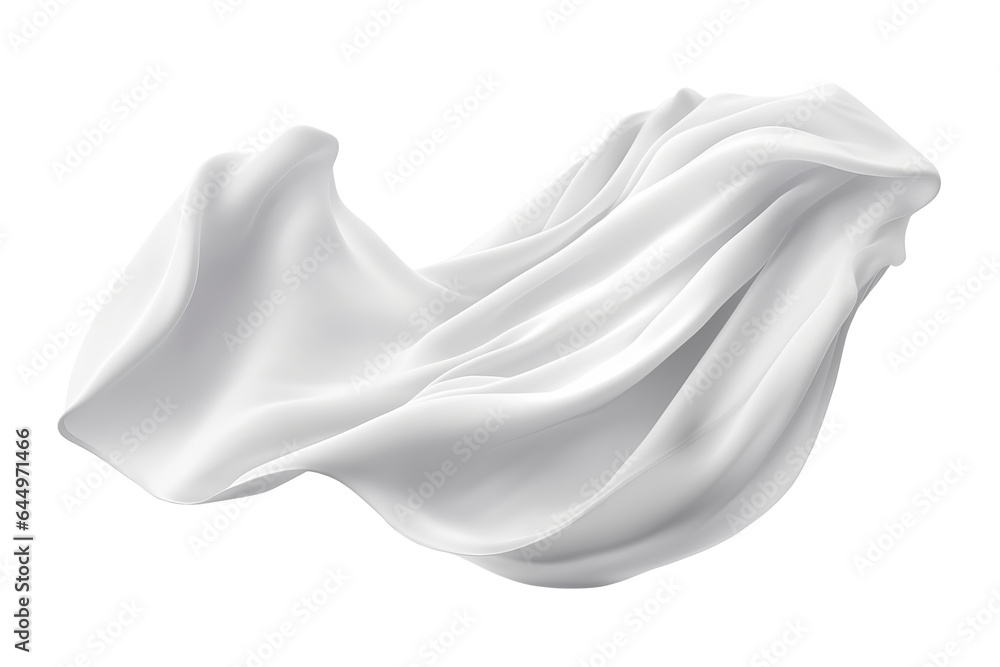 Flying white silk fabric.  Cutout on transparent background	 - obrazy, fototapety, plakaty 