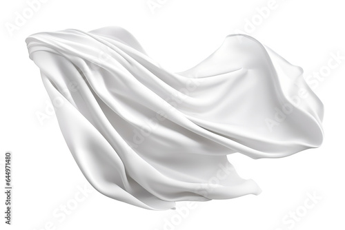 Flying white silk fabric.  Cutout on transparent background photo