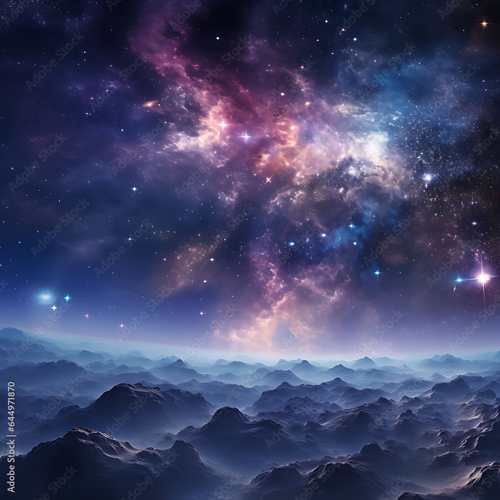 fantastic multicolored outer space with stars constellations galaxies planets and nebulae