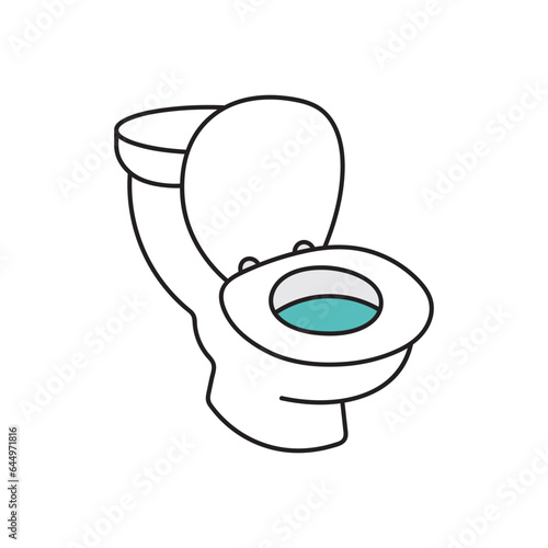 kids drawing Cartoon Vector illustration toilet bowl icon Isolated on White Background