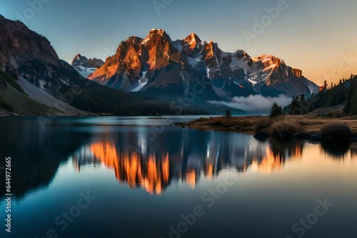 Reflection of mountain in the lake Generated Ai © Resonant Visions