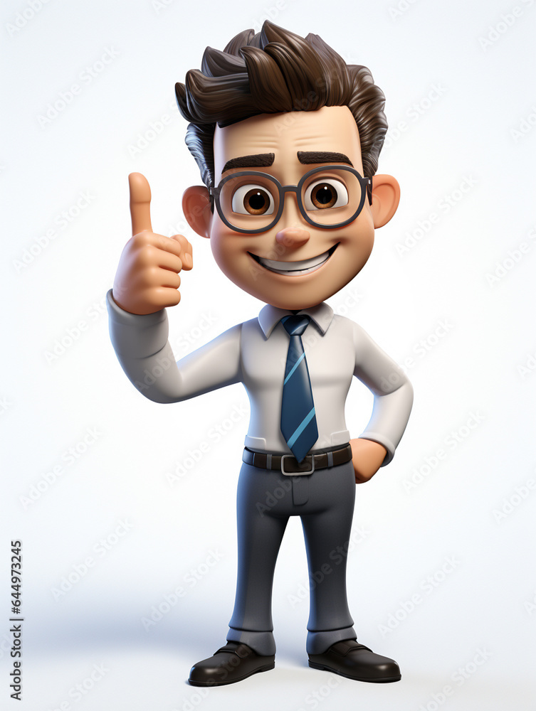Ai generative happy 3d business man on transparent white background Ai generative happy 3d business man on transparent white background