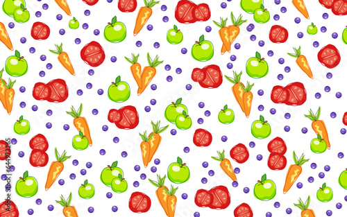Fototapeta Naklejka Na Ścianę i Meble -  Vegetables and fruits pattern background