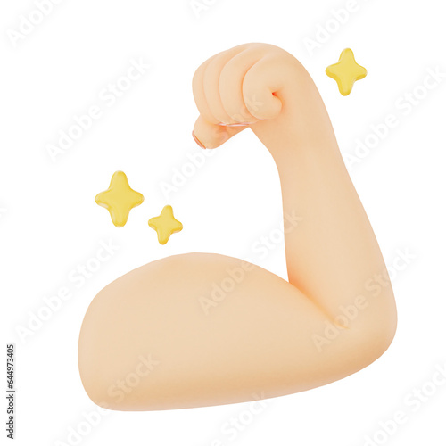 Strong arm flexing 3D hand gesture icon