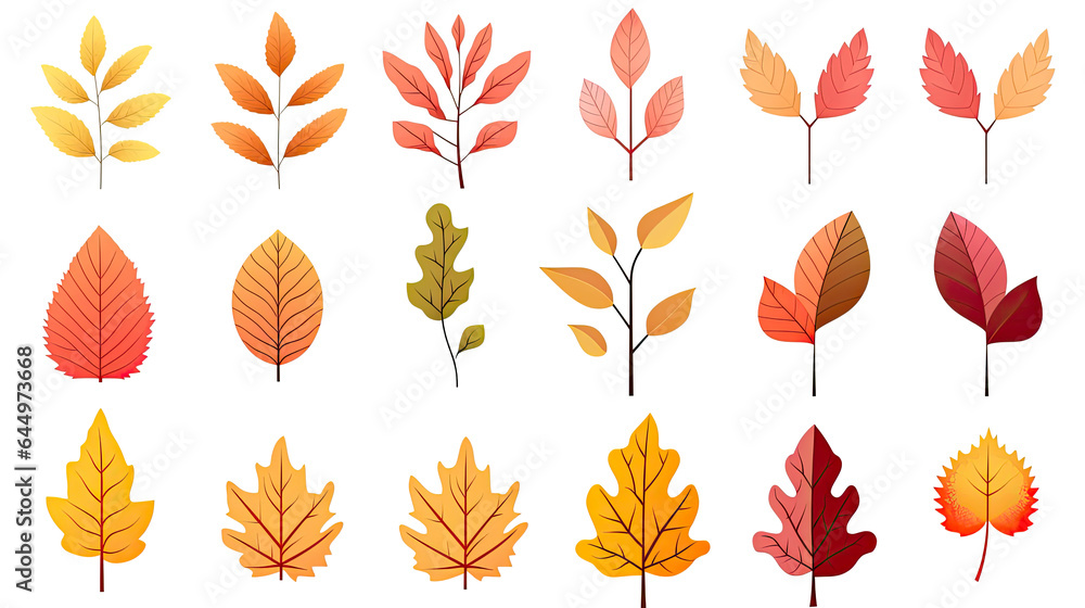 Obraz premium Autumn leaves set.Leaves icon set. Silhouette style