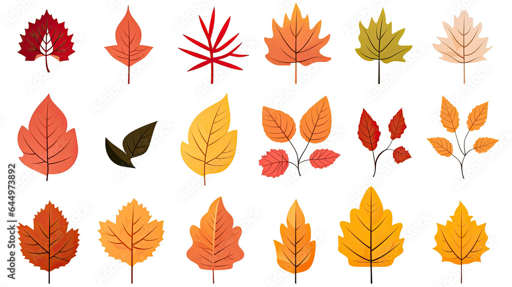 Obraz premium Autumn leaves set.Leaves icon set. Silhouette style