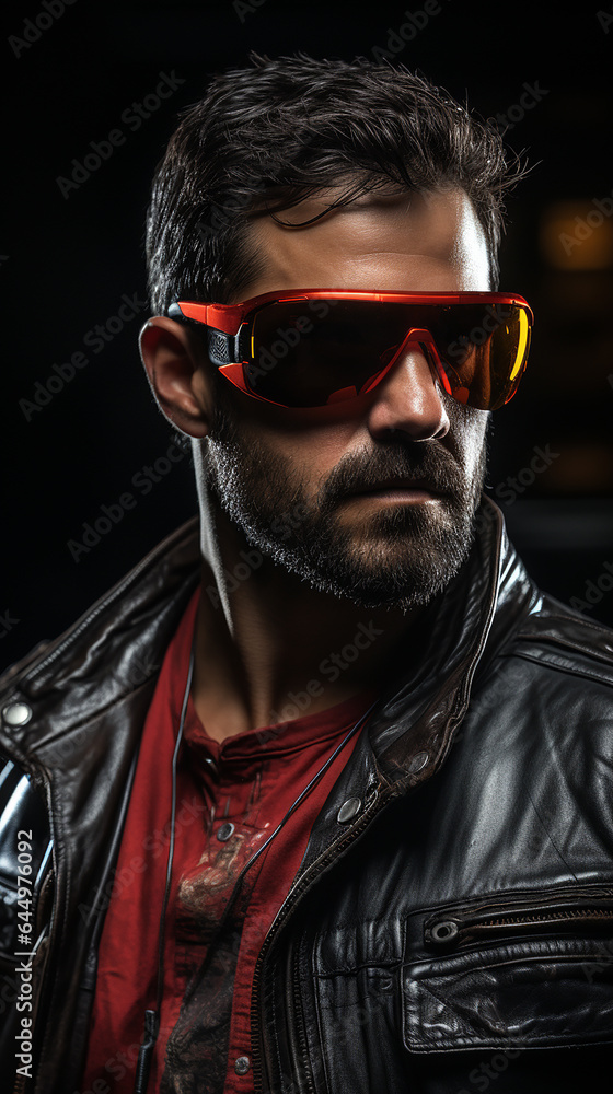 A man in a virtual reality headset A man in a virtual reality headset
