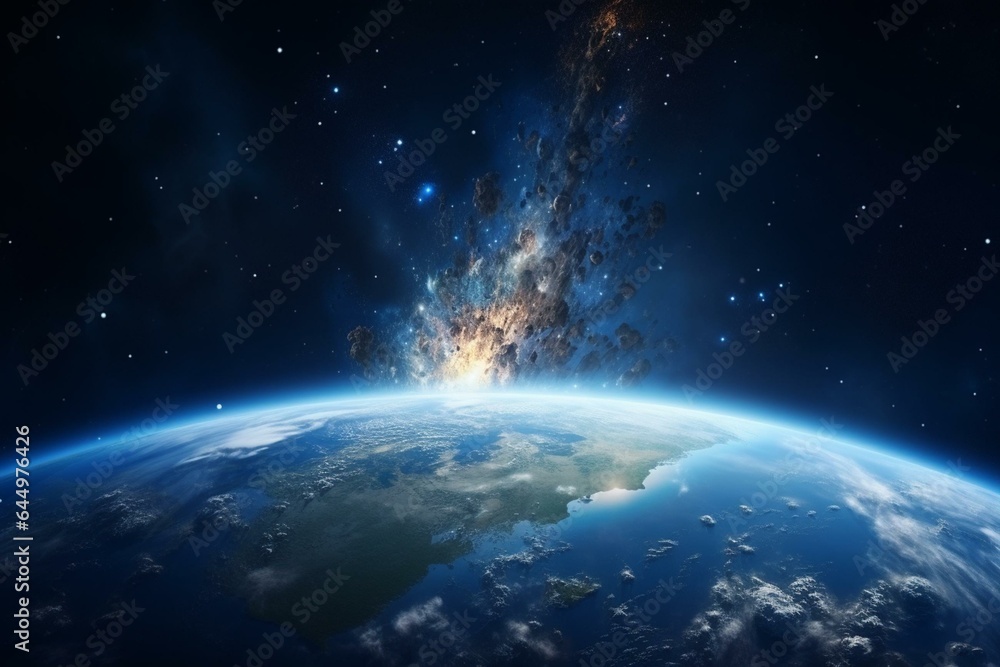 3D rendering of Earth in space. Generative AI