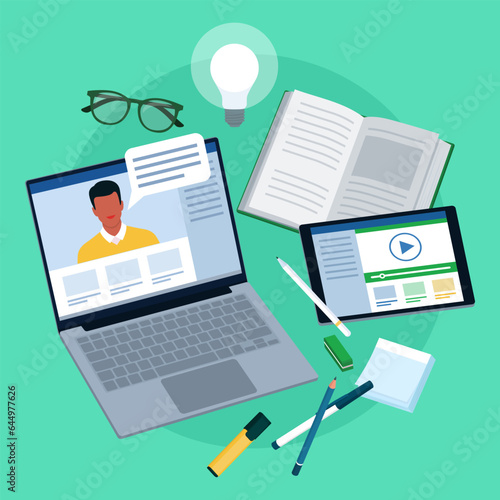 Online learning and education concept
