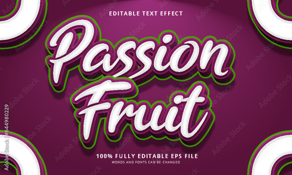 Fototapeta premium Passion Fruit text style editable text effect