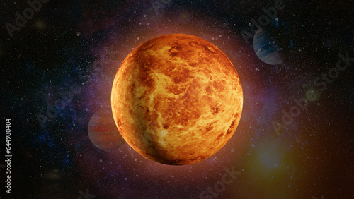 Venus 3D Render, 8K Galaxy Background