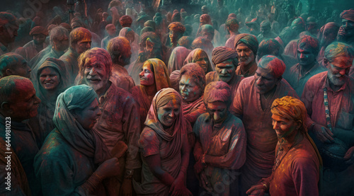 People celebrate colorful Holi festival in India © eranda