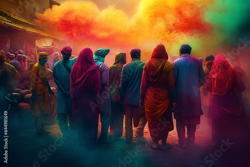 People celebrating Holi in India