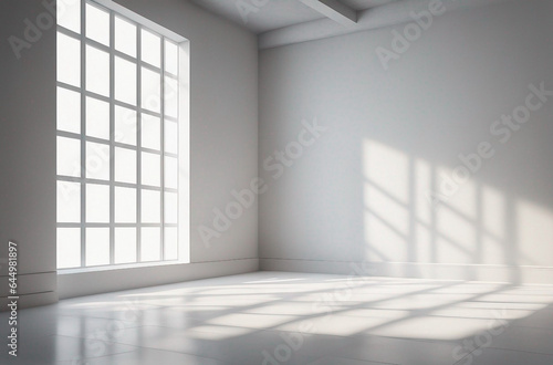 Empty room with white light shadow and floor Empty room with Wall Background. Natural shadow