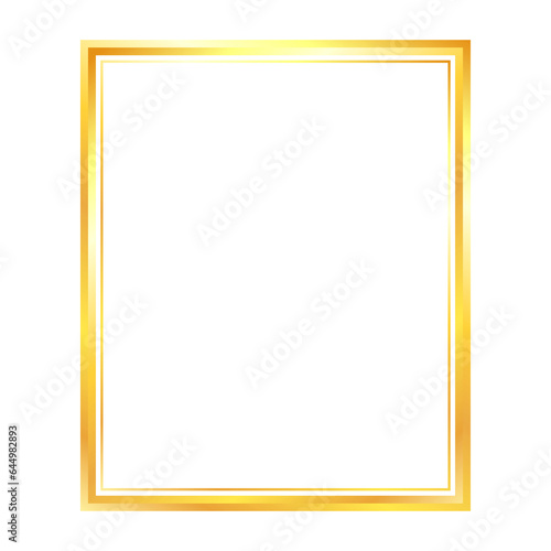 gold frame isolated on white background. Rectangle Golden Frame Png