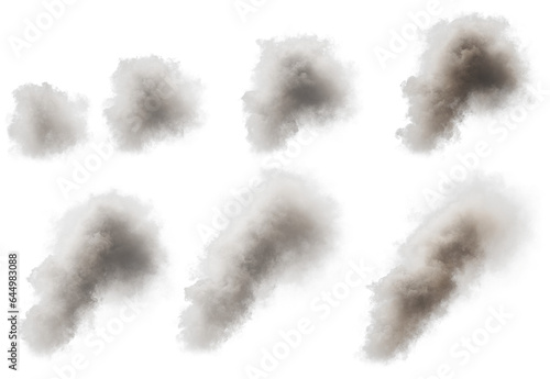 Smoke set isolated transparent background 3d rendering 