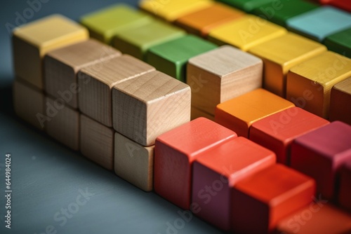 Colorful wooden blocks symbolizing diversity and inclusivity. Generative AI