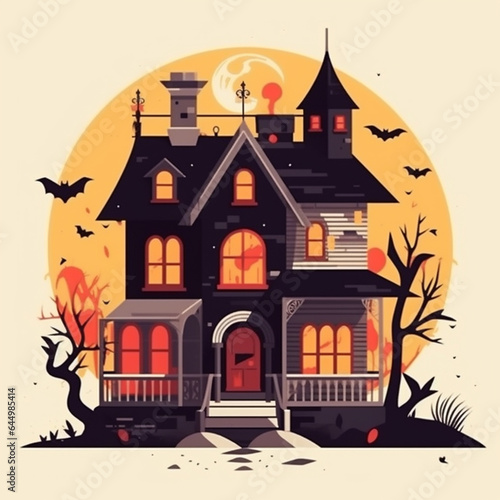 Flat halloween house illustration © jaargib