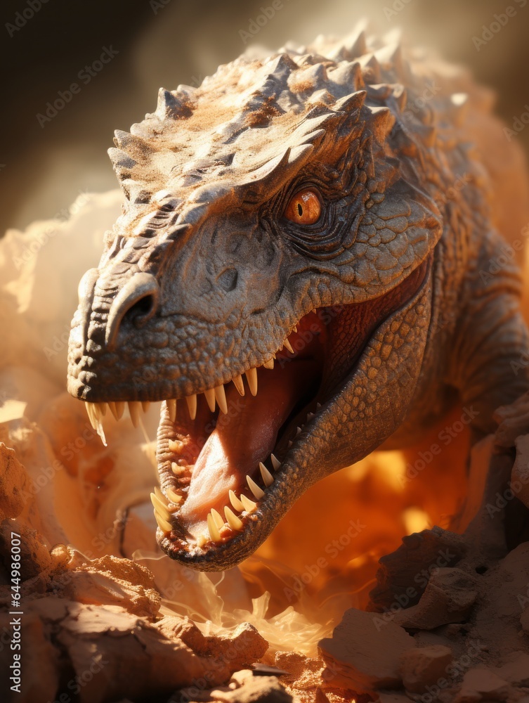 Tyrannosaurus Rex Hatchling in Cretaceous Eggshell. Tyrannosaurus Rex Hatchling in Cretaceous Eggshell.