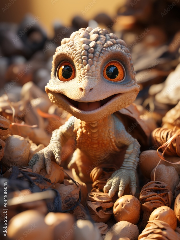 Baby Tyrannosaurus Rex Hatching. Cretaceous Scene. Baby Tyrannosaurus Rex Hatching. Cretaceous Scene.