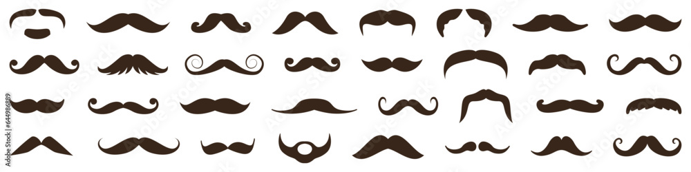 Mustache icon collection. Set of different man mustache icons. Hipster mustache icons. Mustache silhouette collection Mustache icon collection. Set of different man mustache icons. Hipster mustache icons. Mustache silhouette collection