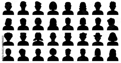 User people silhouette. Black silhouette people avatar. User people icons. Social media profile avatar icons