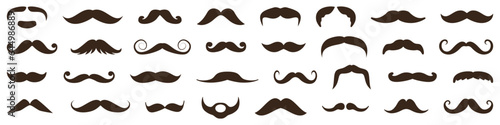 Mustache icon collection. Set of different man mustache icons. Hipster mustache icons. Mustache silhouette collection
