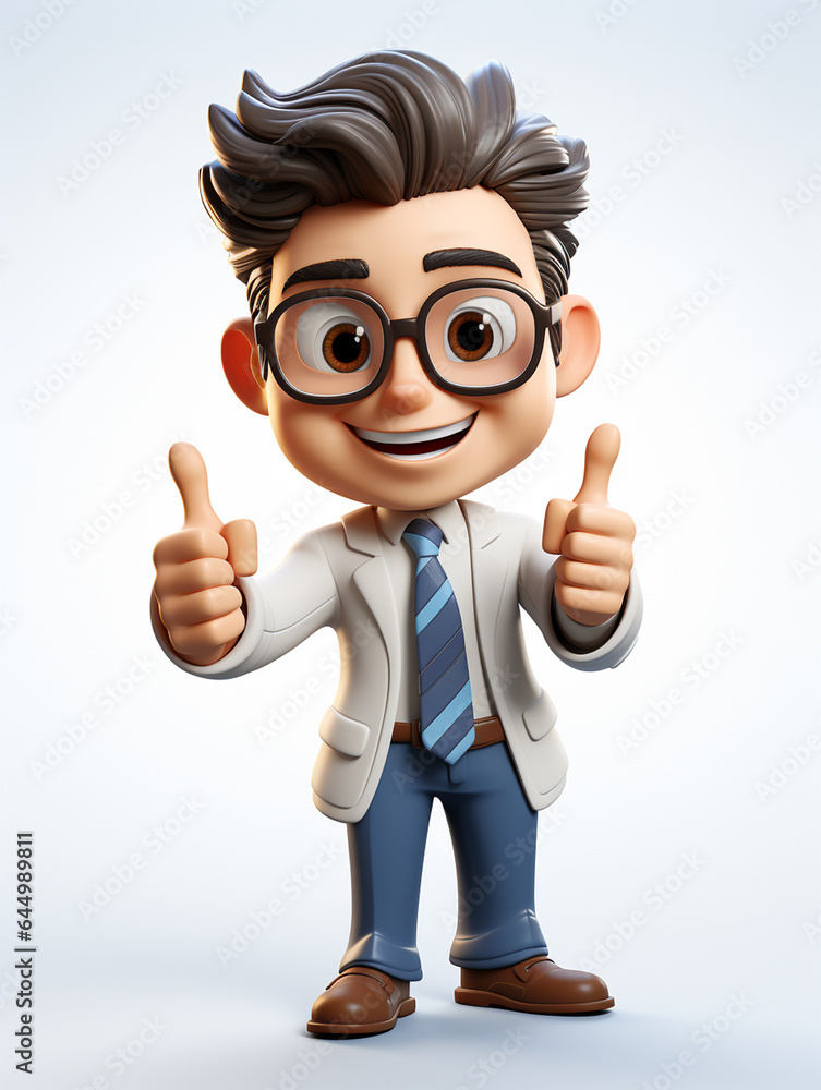 a happy 3d business man on transparent white background a happy 3d business man on transparent white background