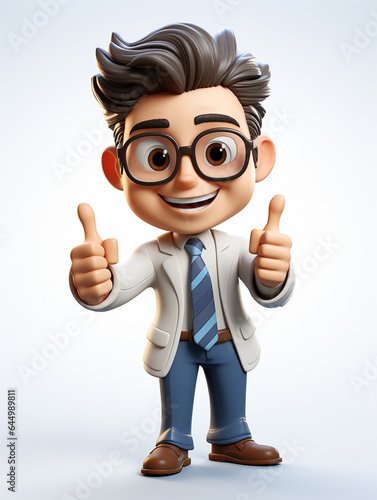 a happy 3d business man on transparent white background 