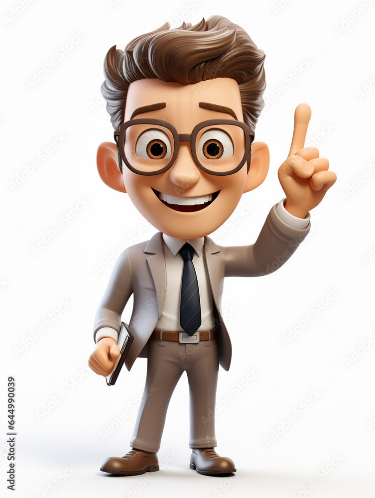 a happy 3d business man on transparent white background a happy 3d business man on transparent white background