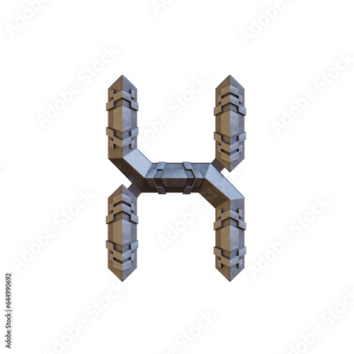 Space Futuristic Metal 3D Alphabet or Lettering