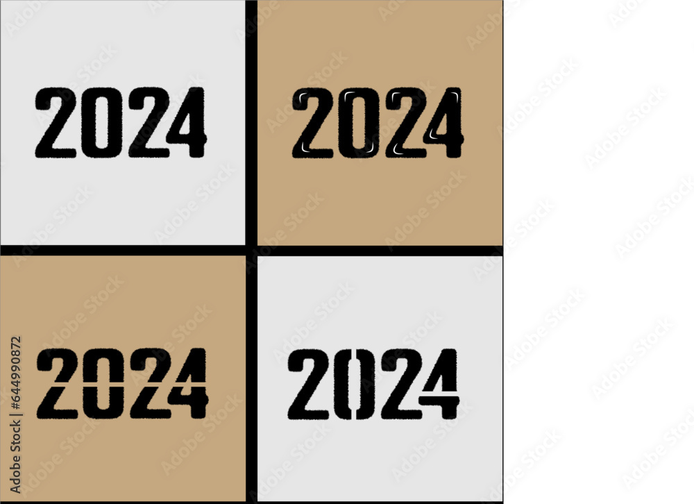 2024 Happy New Year logo text design. Set of 2024 number design