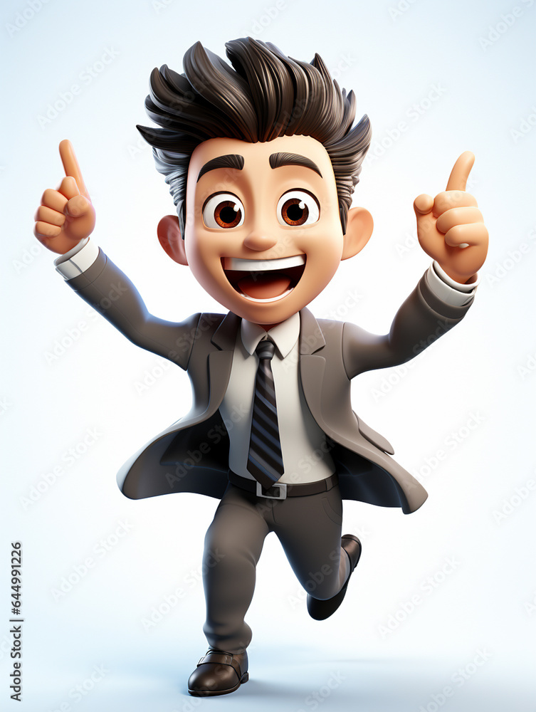 a happy 3d business man on transparent white background	