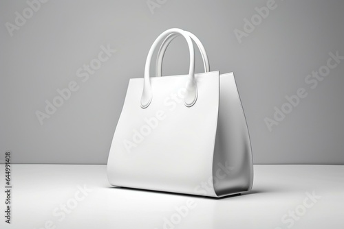 Plain bag on white surface. 3D illustration. Generative AI