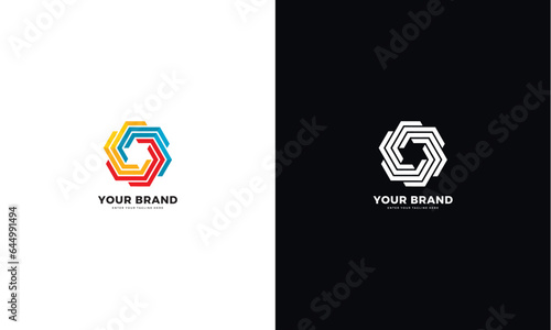 Star logo in hexagram, vector graphic design