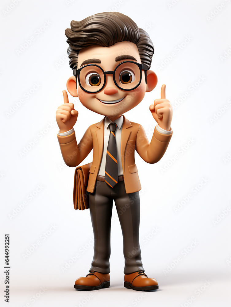 a happy 3d business man on transparent white background a happy 3d business man on transparent white background