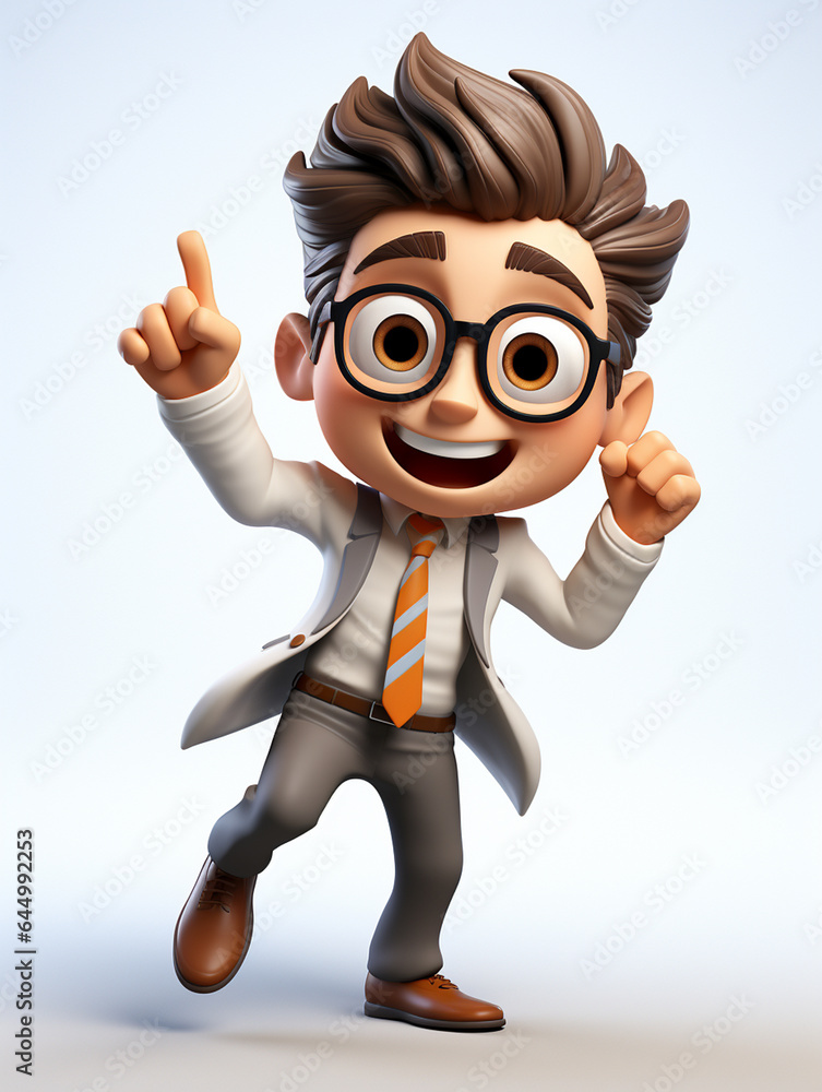 a happy 3d business man on transparent white background	