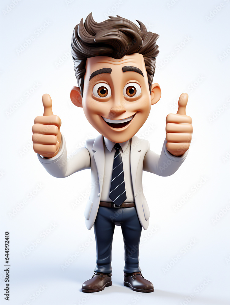 a happy 3d business man on transparent white background a happy 3d business man on transparent white background