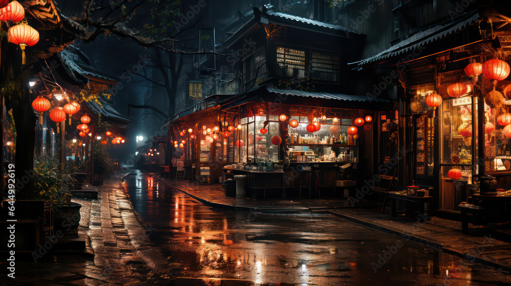 Night view of ancient town streets in China town