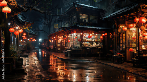 Night view of ancient town streets in China town