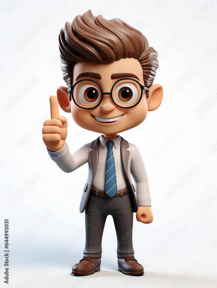 a happy 3d business man on transparent white background	