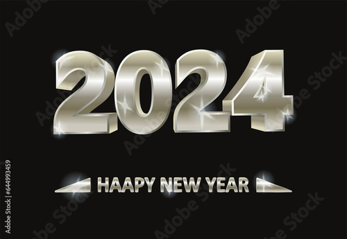 Silver New 2024 year. Christmas background, vector illustration